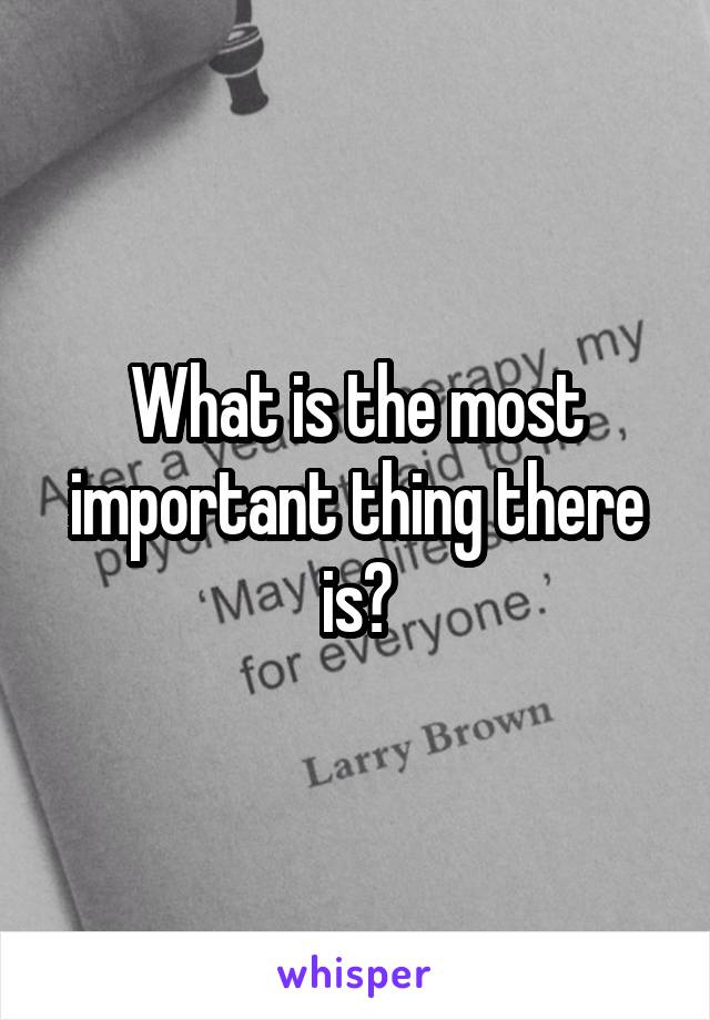 What is the most important thing there is?