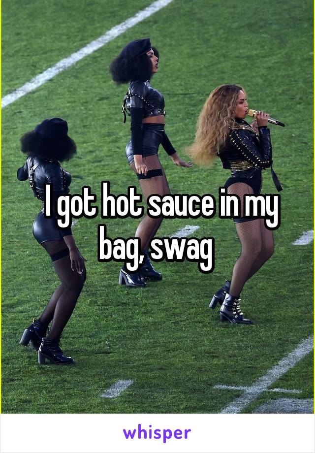  I got hot sauce in my bag, swag 