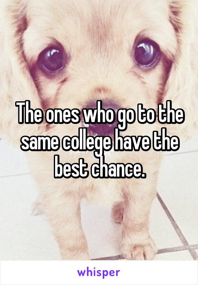 The ones who go to the same college have the best chance.