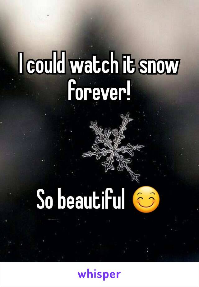 I could watch it snow forever!



So beautiful 😊