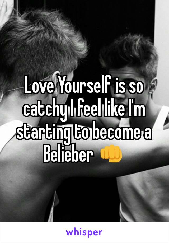 Love Yourself is so catchy I feel like I'm starting to become a Belieber 👊