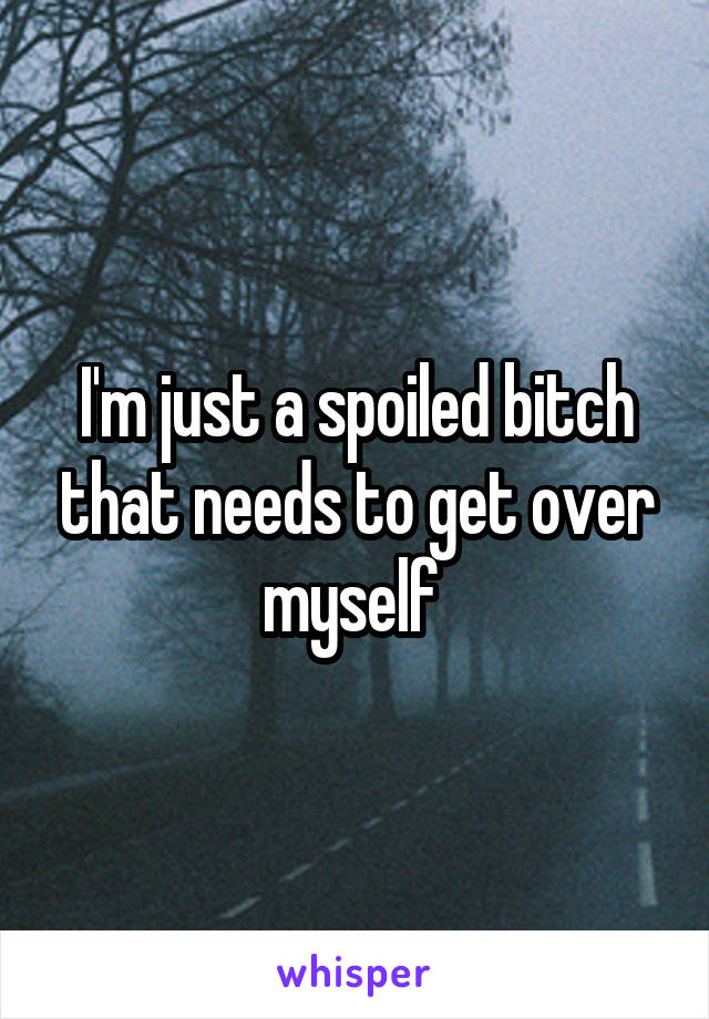 I'm just a spoiled bitch that needs to get over myself 