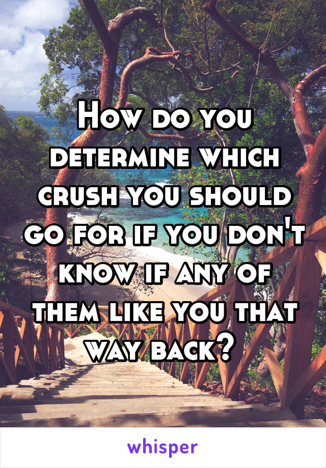 How do you determine which crush you should go for if you don't know if any of them like you that way back? 