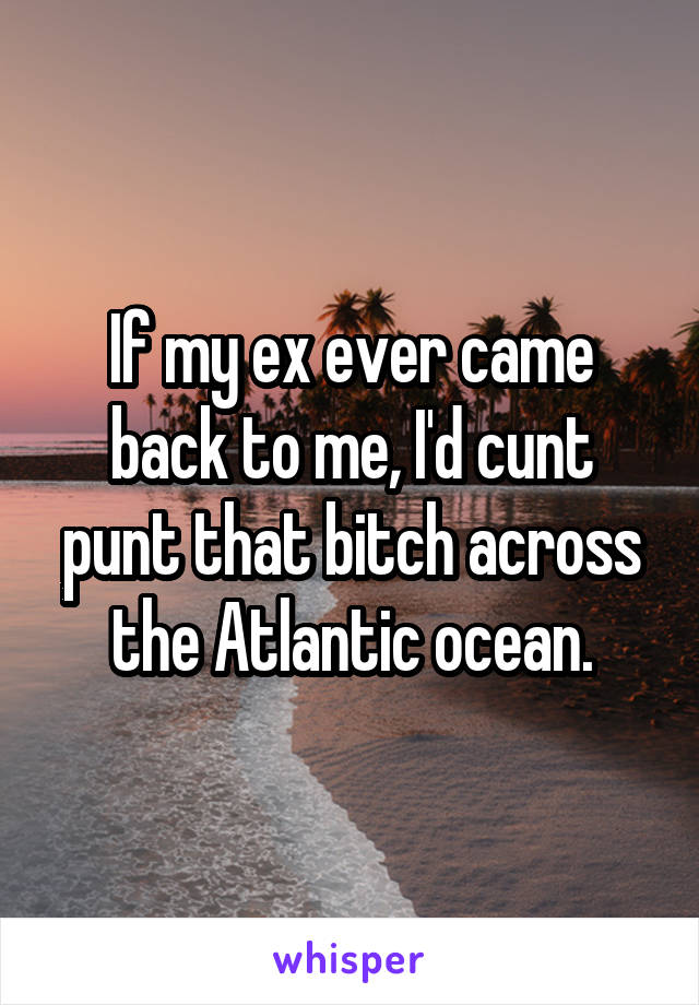 If my ex ever came back to me, I'd cunt punt that bitch across the Atlantic ocean.