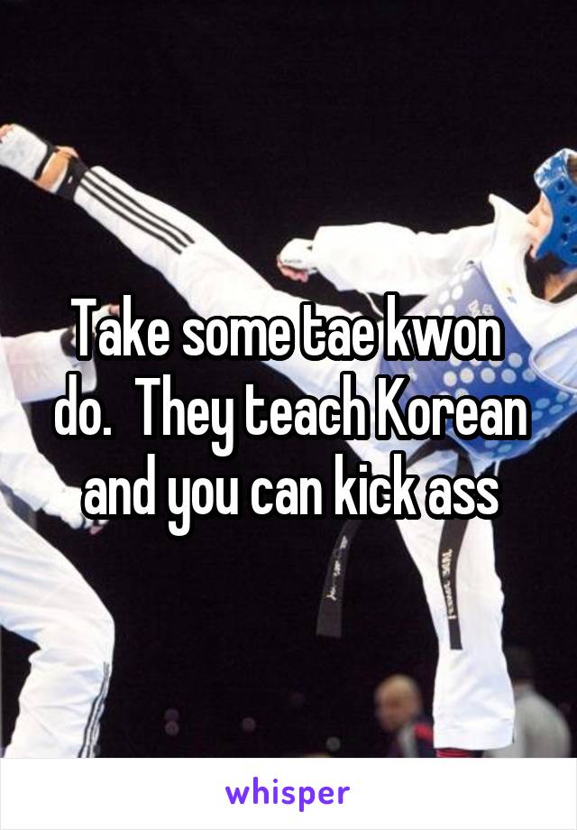 Take some tae kwon  do.  They teach Korean and you can kick ass