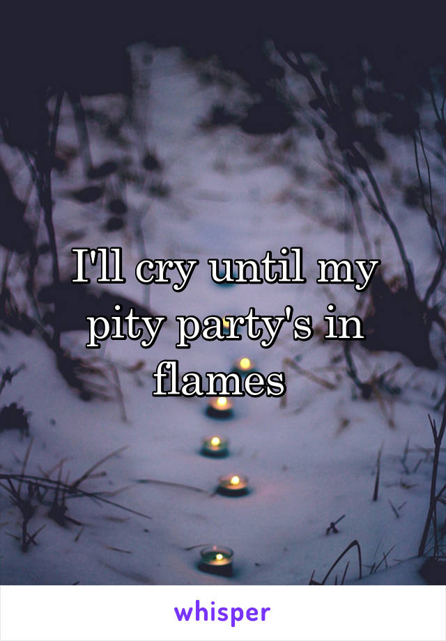 I'll cry until my pity party's in flames 