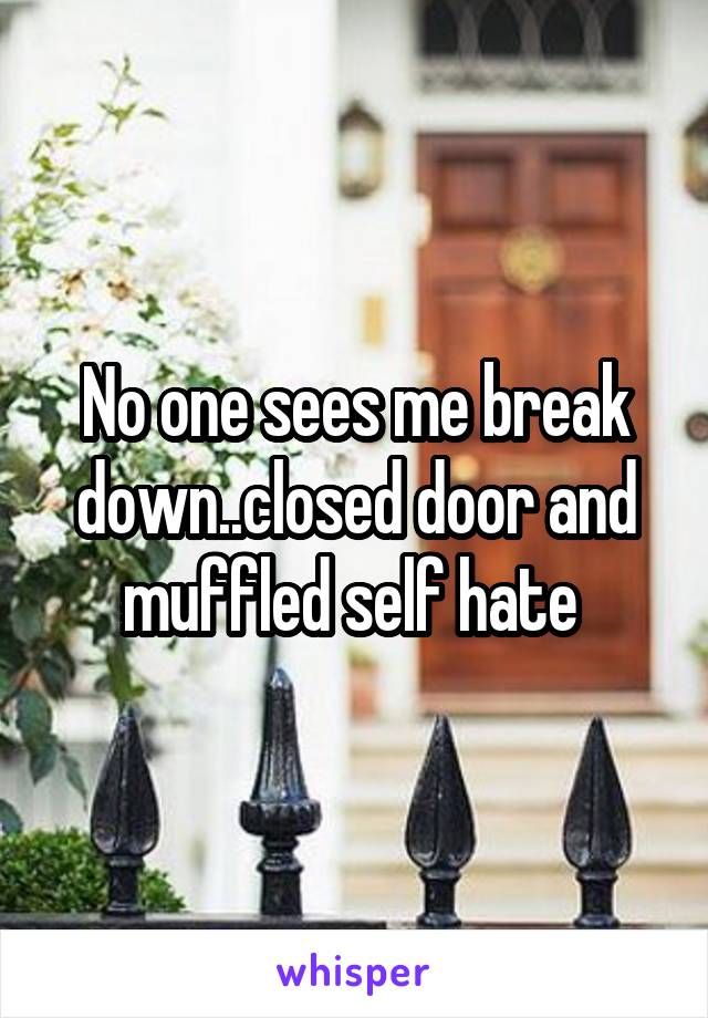 No one sees me break down..closed door and muffled self hate 