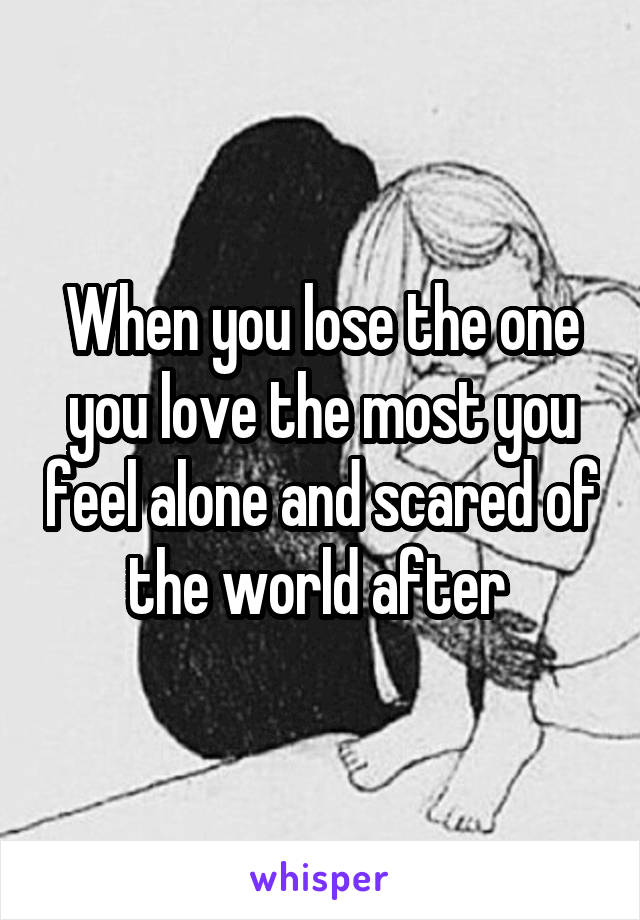 When you lose the one you love the most you feel alone and scared of the world after 