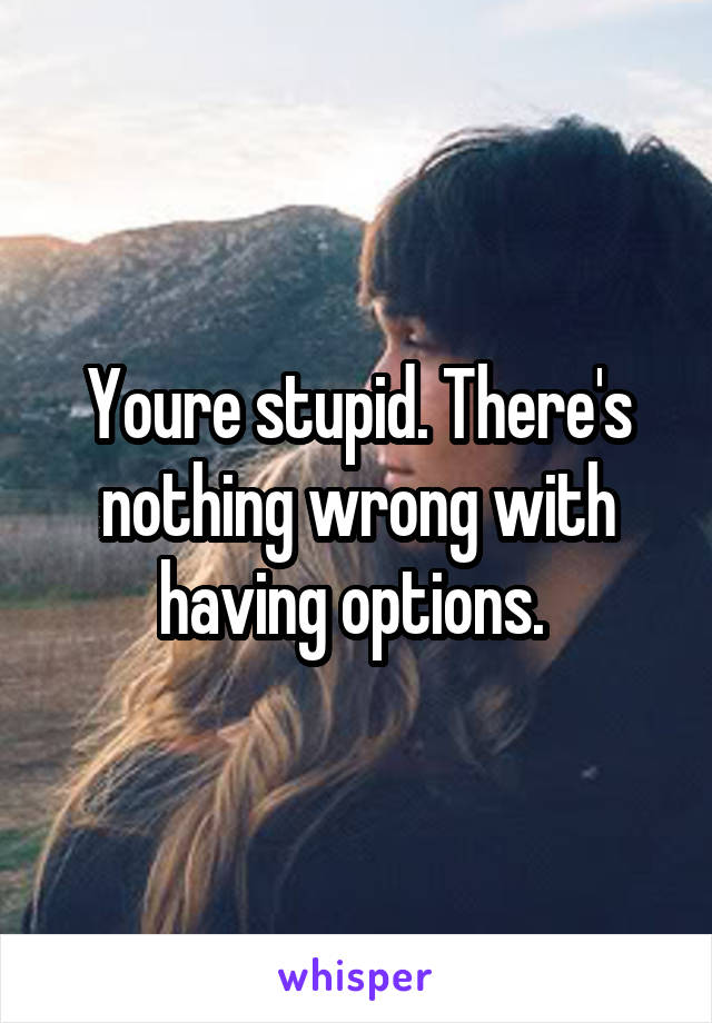 Youre stupid. There's nothing wrong with having options. 