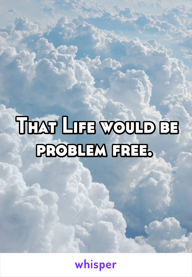 That Life would be problem free. 