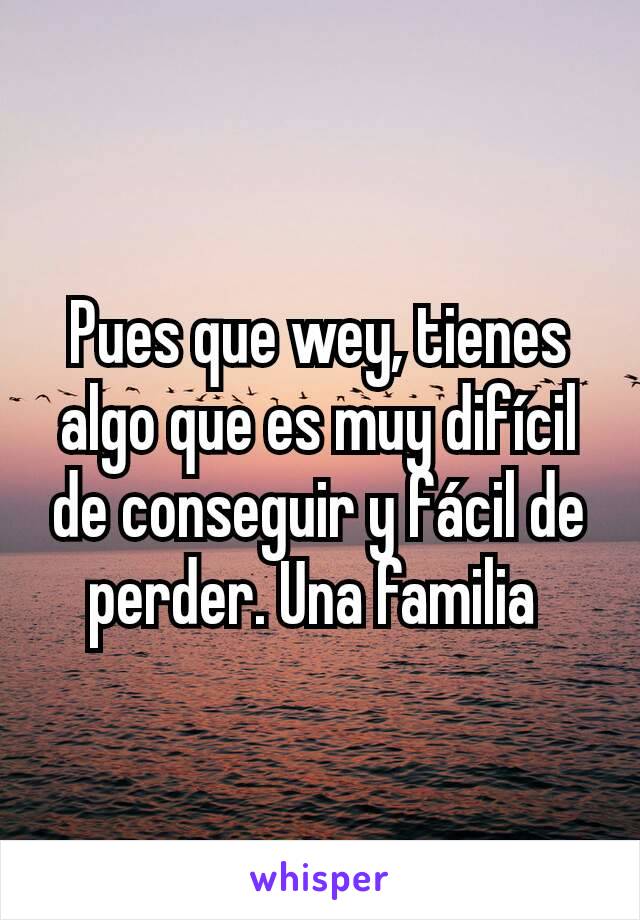 Pues que wey, tienes algo que es muy difícil de conseguir y fácil de perder. Una familia 