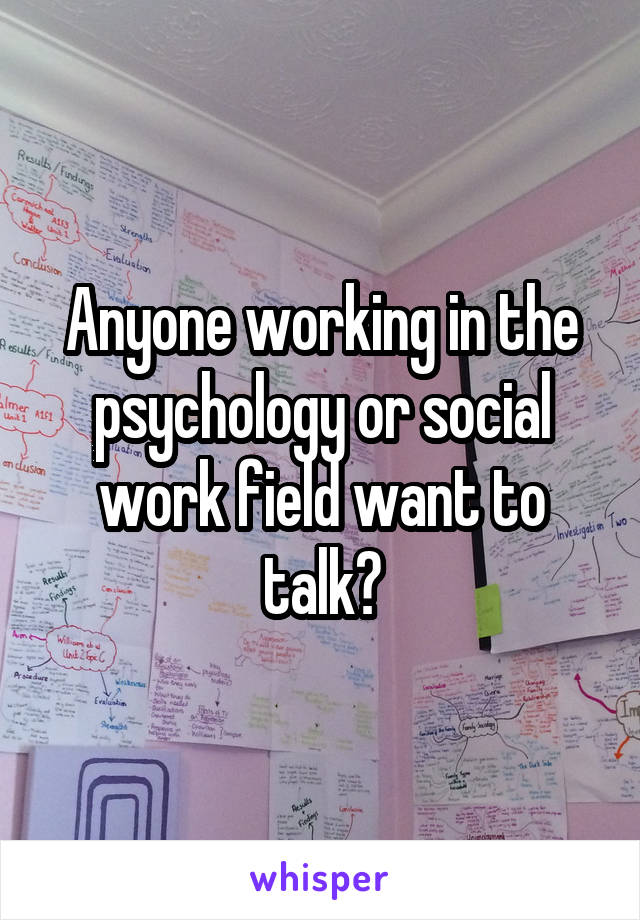 Anyone working in the psychology or social work field want to talk?