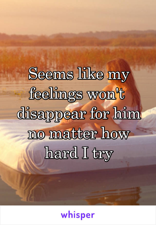 Seems like my feelings won't  disappear for him no matter how hard I try