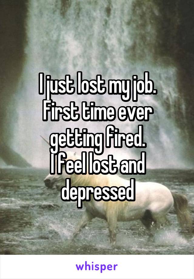 I just lost my job.
First time ever getting fired.
I feel lost and depressed