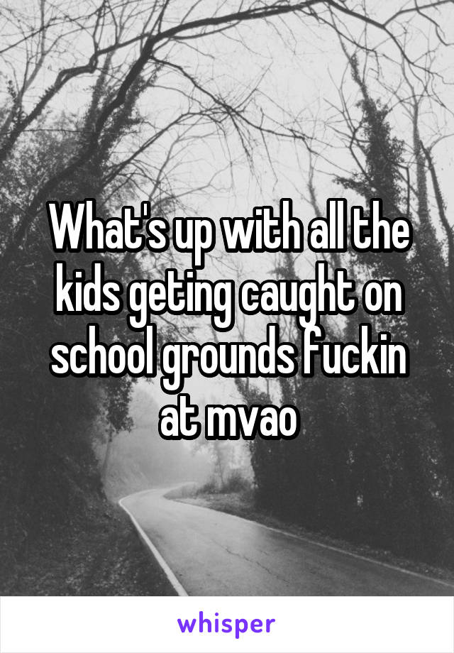 What's up with all the kids geting caught on school grounds fuckin at mvao
