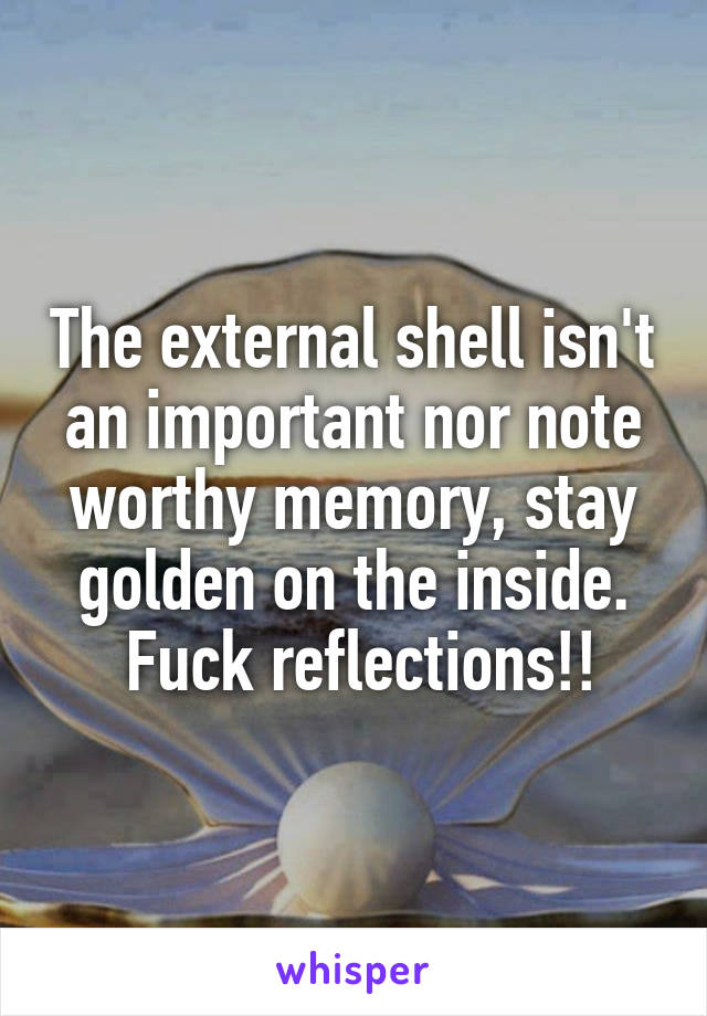 The external shell isn't an important nor note worthy memory, stay golden on the inside.
 Fuck reflections!!