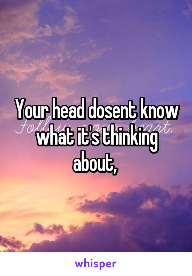 Your head dosent know what it's thinking about, 