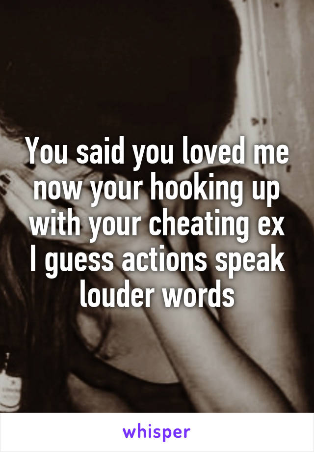 You said you loved me now your hooking up with your cheating ex
I guess actions speak louder words