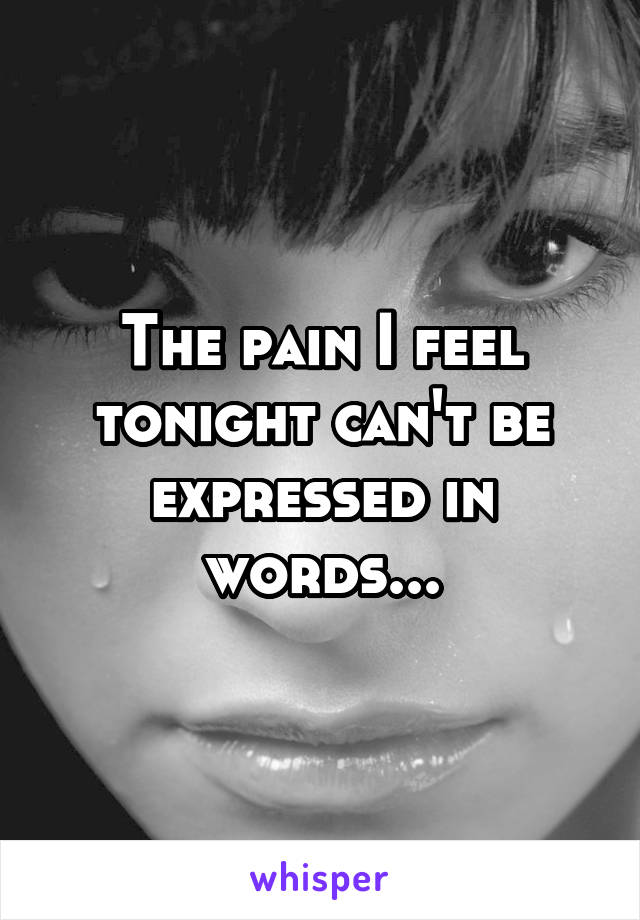The pain I feel tonight can't be expressed in words...