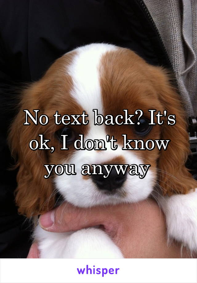 No text back? It's ok, I don't know you anyway 