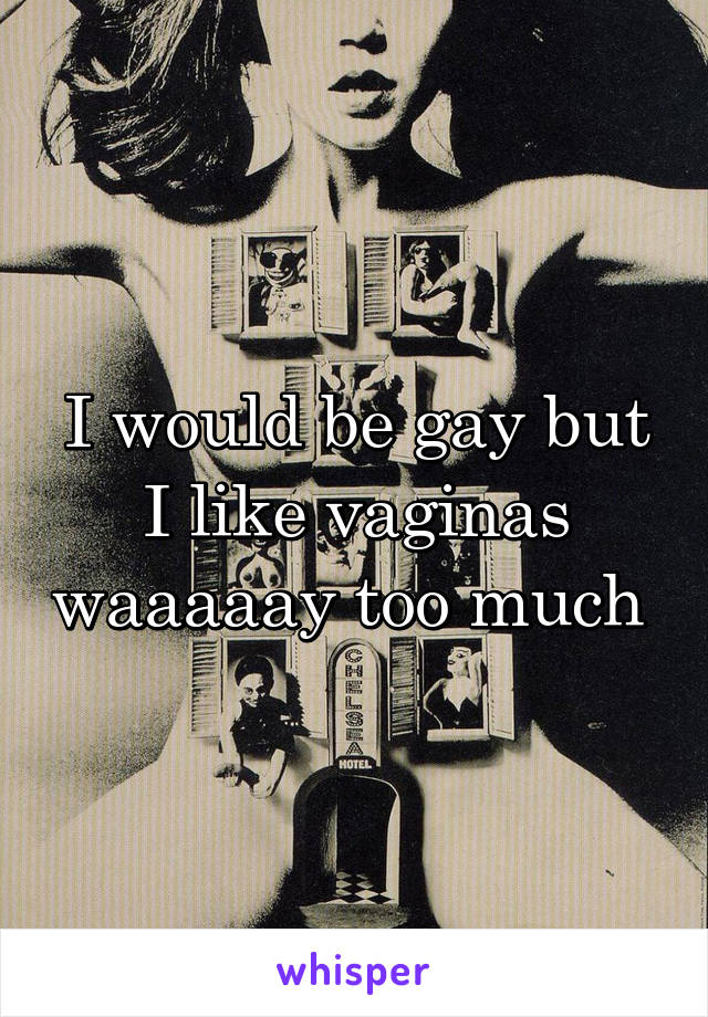 I would be gay but I like vaginas waaaaay too much 