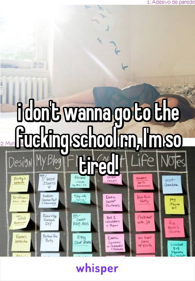 i don't wanna go to the fucking school rn, I'm so tired!
