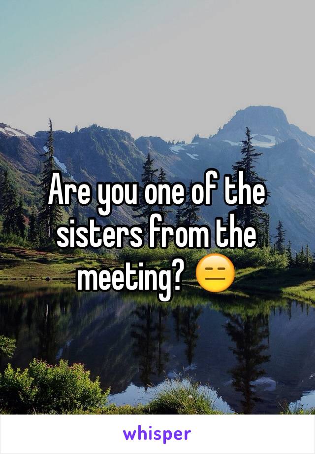 Are you one of the sisters from the meeting? 😑