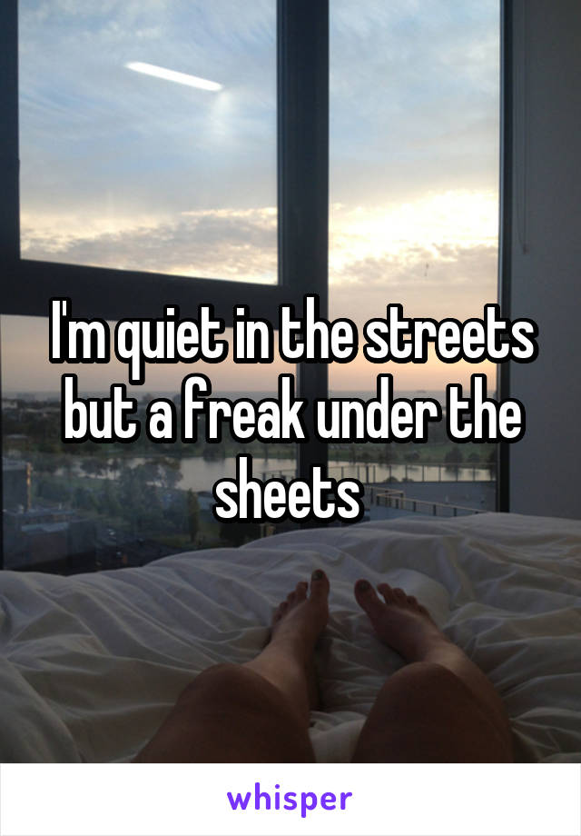 I'm quiet in the streets but a freak under the sheets 