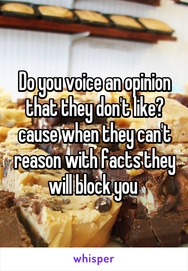 Do you voice an opinion that they don't like? cause when they can't reason with facts they will block you 