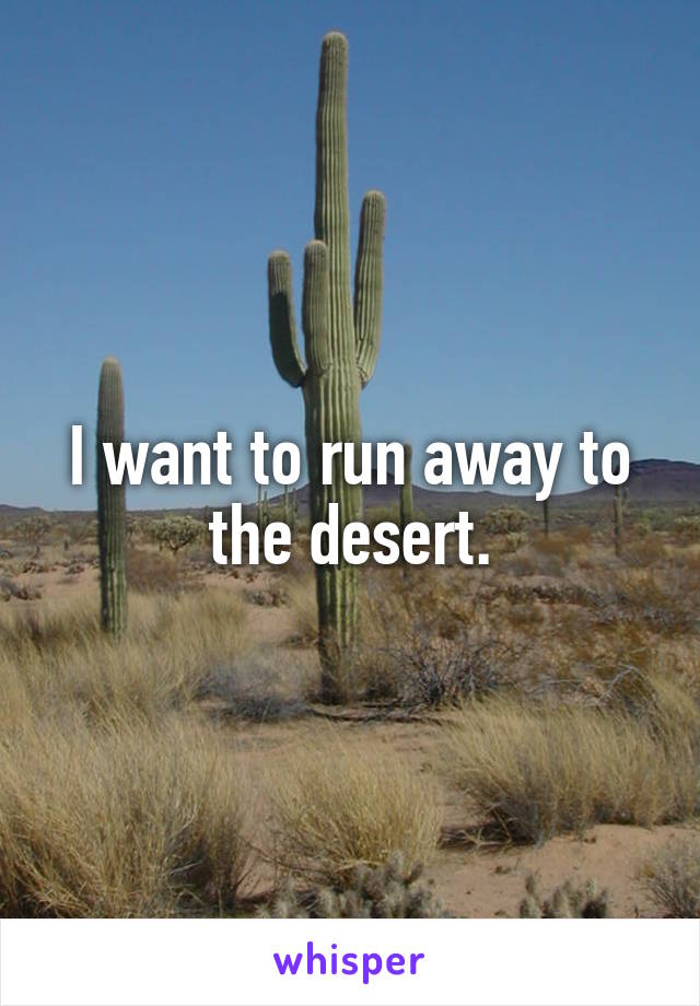 I want to run away to the desert.