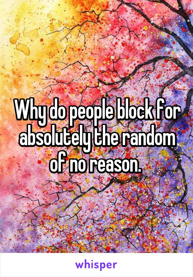 Why do people block for absolutely the random of no reason. 