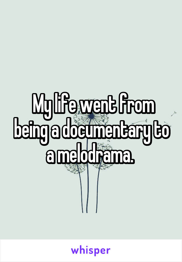  My life went from being a documentary to a melodrama. 