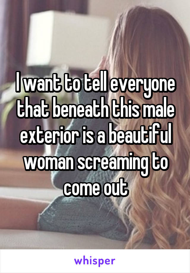 I want to tell everyone that beneath this male exterior is a beautiful woman screaming to come out