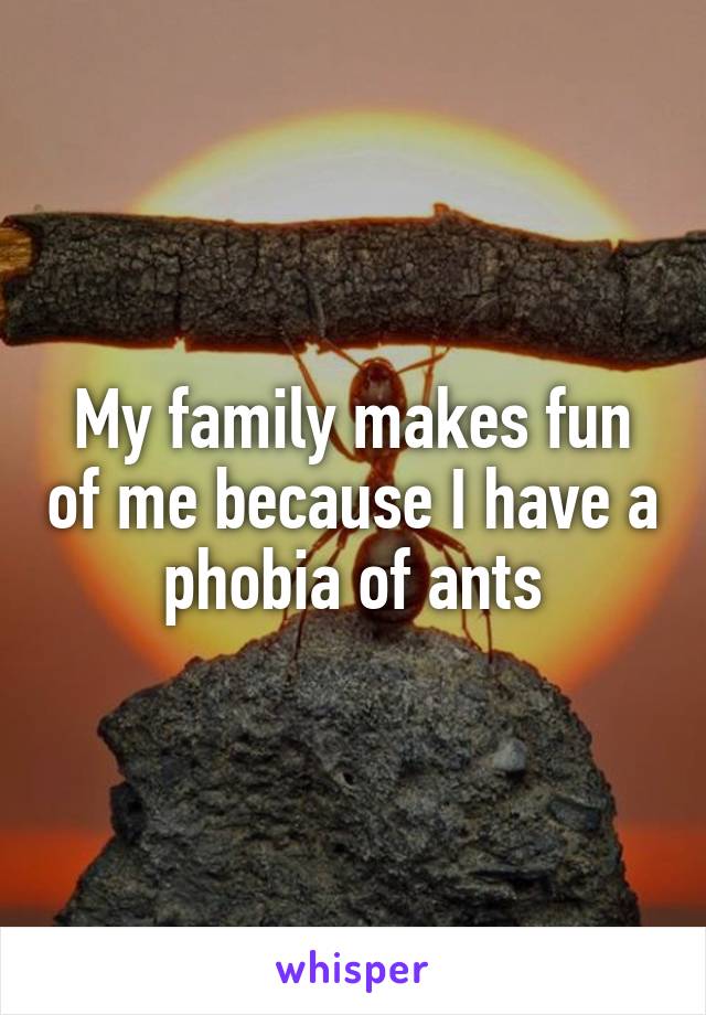 My family makes fun of me because I have a phobia of ants