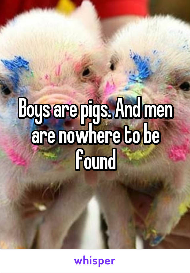 Boys are pigs. And men are nowhere to be found