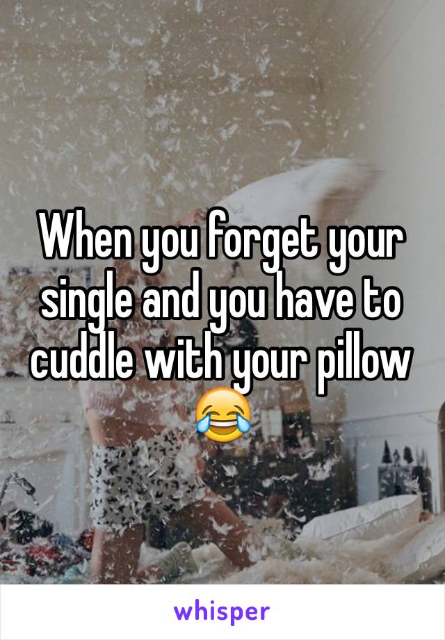 When you forget your single and you have to cuddle with your pillow 😂