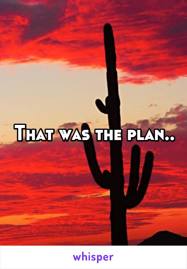 That was the plan..
