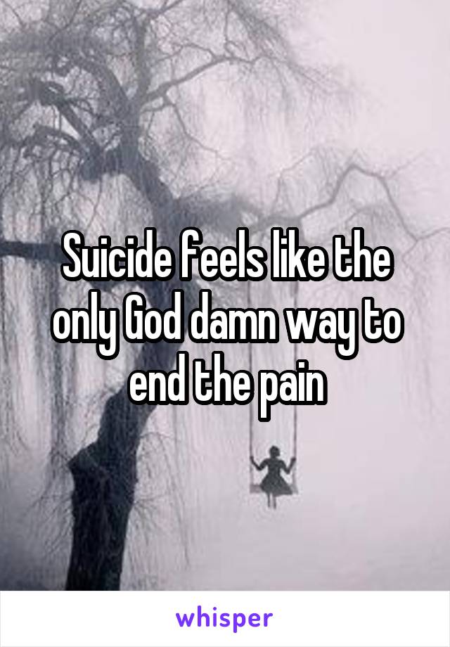 Suicide feels like the only God damn way to end the pain