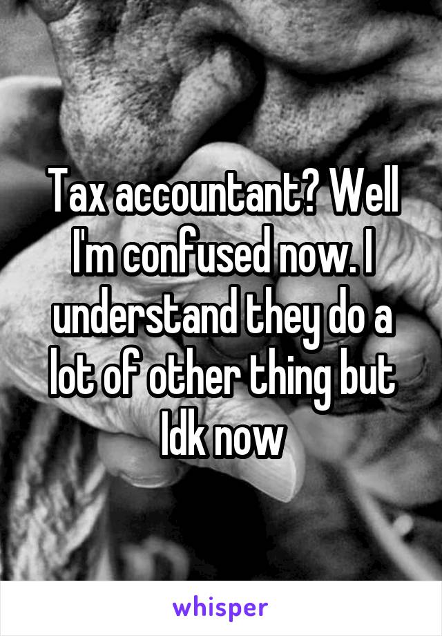 Tax accountant? Well I'm confused now. I understand they do a lot of other thing but Idk now