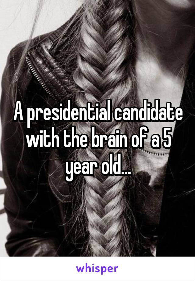 A presidential candidate with the brain of a 5 year old...