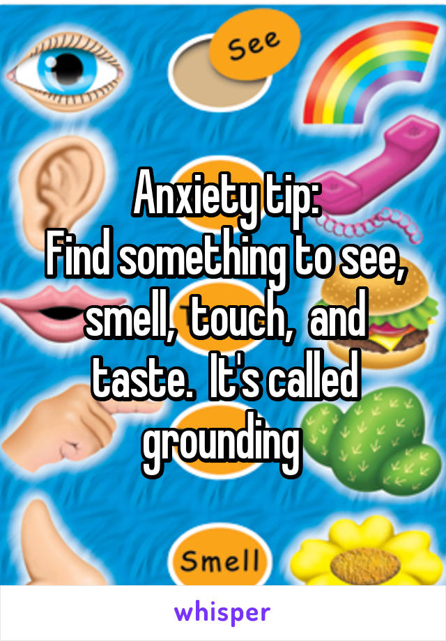 Anxiety tip:
Find something to see, smell,  touch,  and taste.  It's called grounding 