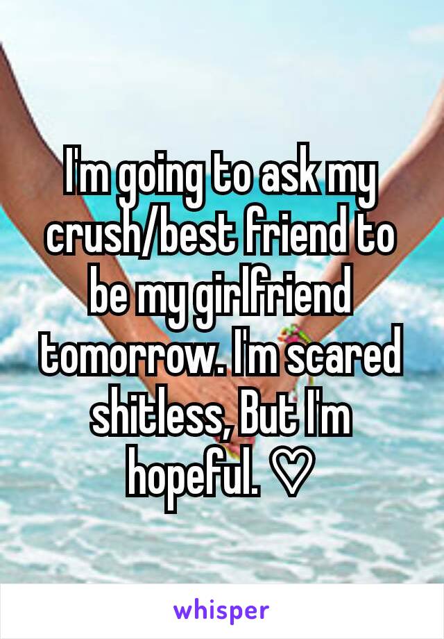 I'm going to ask my crush/best friend to be my girlfriend tomorrow. I'm scared shitless, But I'm hopeful. ♡