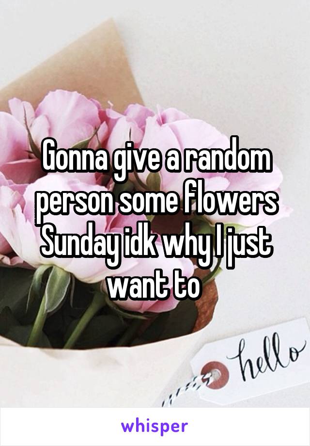 Gonna give a random person some flowers Sunday idk why I just want to 
