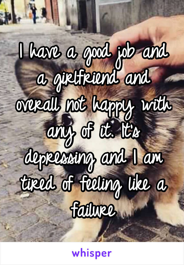 I have a good job and a girlfriend and overall not happy with any of it. It's depressing and I am tired of feeling like a failure