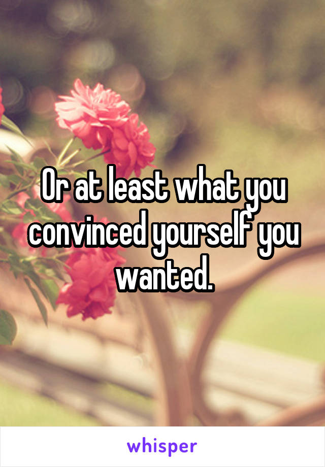 Or at least what you convinced yourself you wanted.