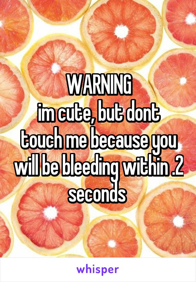 WARNING
im cute, but dont touch me because you will be bleeding within .2 seconds 