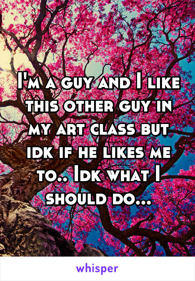 I'm a guy and I like this other guy in my art class but idk if he likes me to.. Idk what I should do...