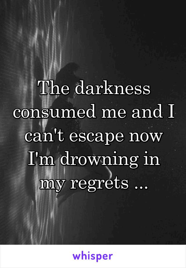The darkness consumed me and I can't escape now I'm drowning in my regrets ...