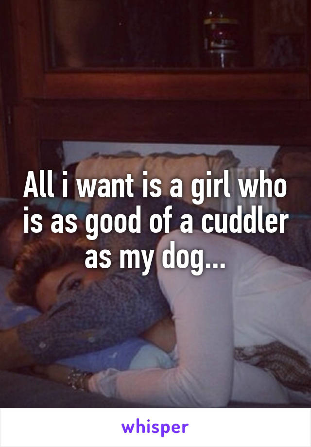 All i want is a girl who is as good of a cuddler as my dog...