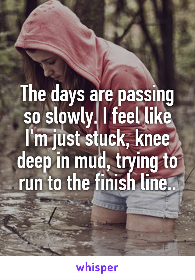 The days are passing so slowly. I feel like I'm just stuck, knee deep in mud, trying to run to the finish line..
